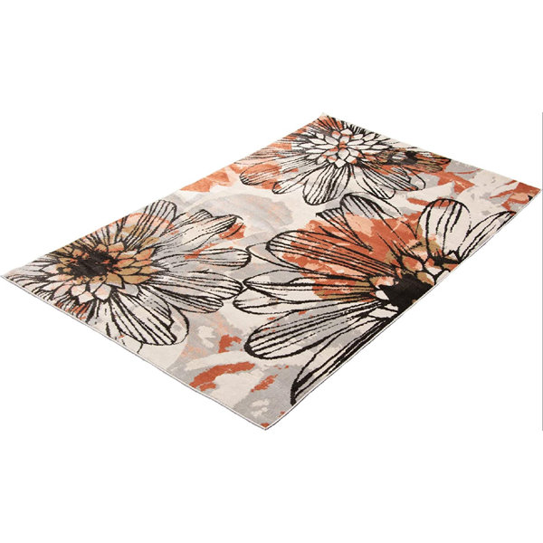 Wildon Home® Carlisle Machine Woven / Power Loomed Performance Red/Gray